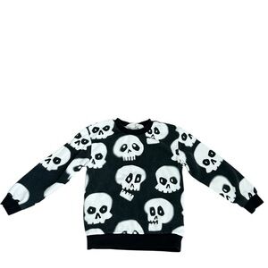 H&M Charcoal and White Skull Graphic Sweater